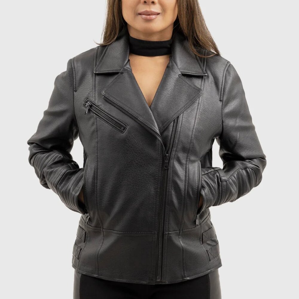 Women's Premium Vegan Faux Leather Moto Biker Jacket Black Women Jacket